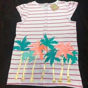 Girls T-Shirt Sz 14 Sequins Palm Trees NWT